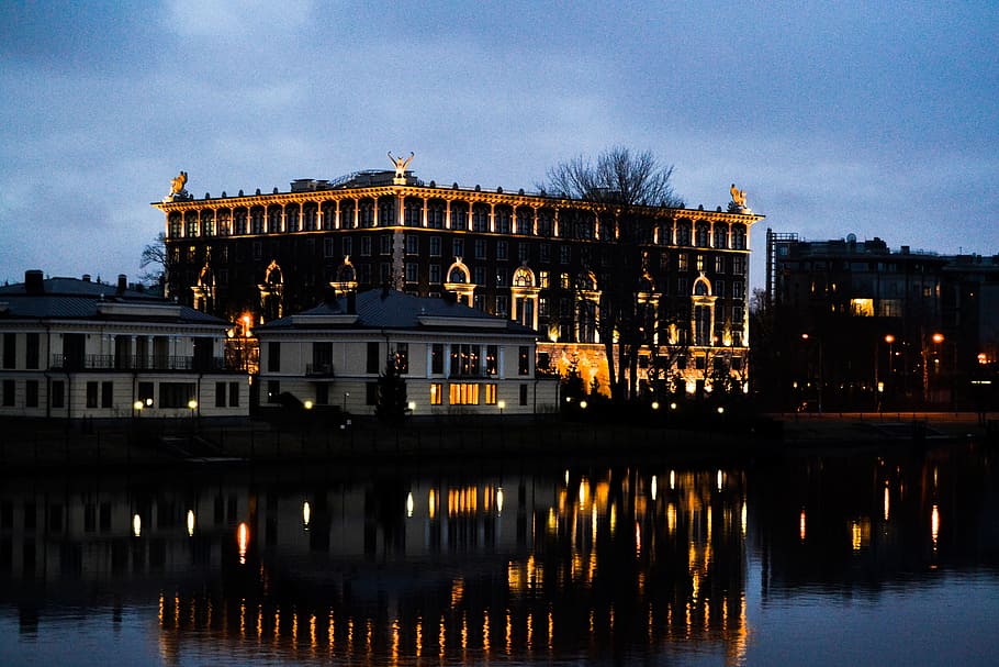 architecture, dark, building, infrastructure, night, lights HD wallpaper