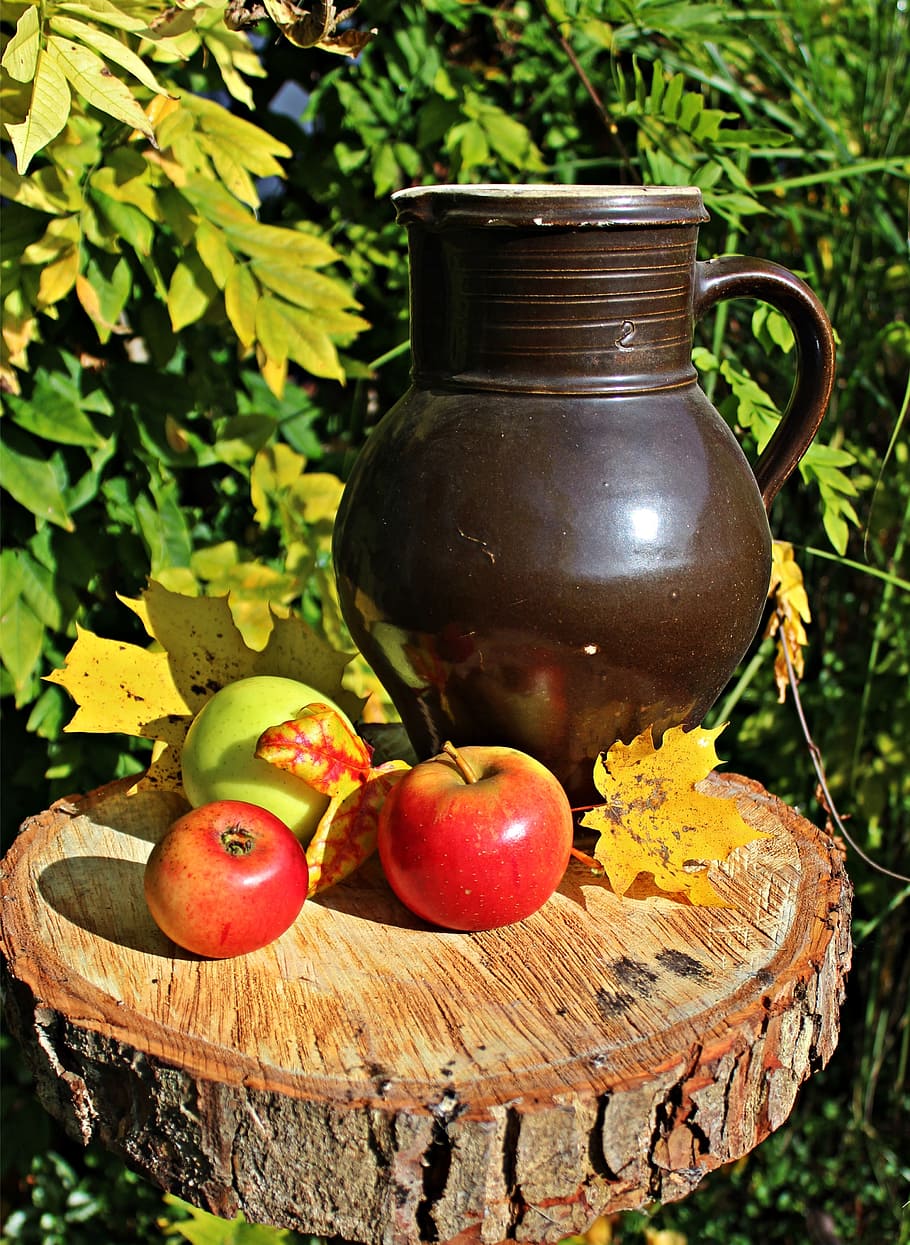 apple, autumn, still life, beer stein, fruit, herbstimpression, HD wallpaper