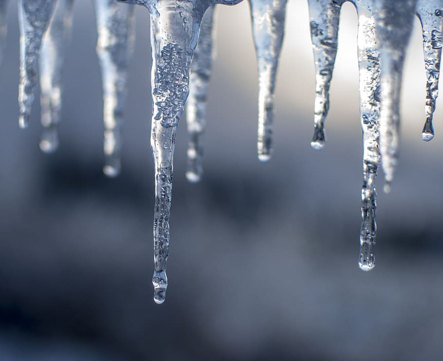 shallow focus photography of ice, drop, wet, h2o, icicle, clean, HD wallpaper