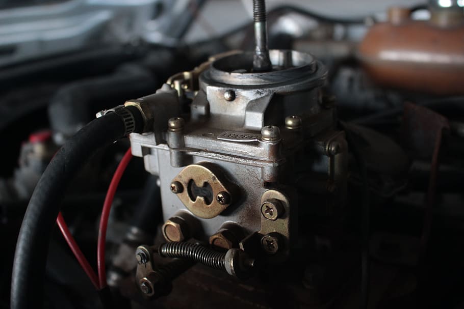 selective focus photography of vehicle engine, mechanic, carburetor HD wallpaper