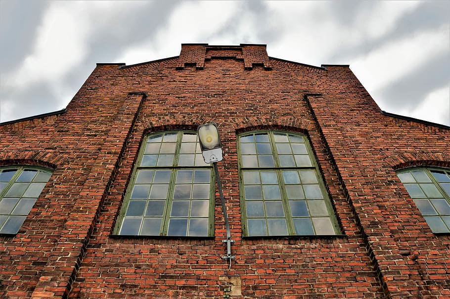 low angle photography of brown painted building, brown concrete brick wall building HD wallpaper