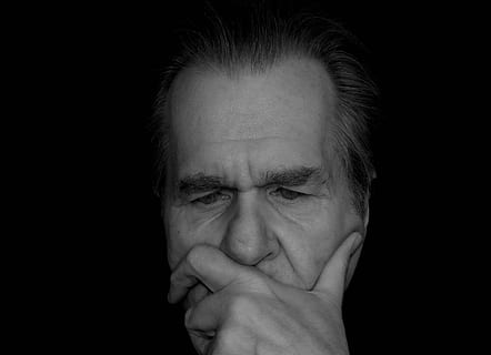 man thinking deeply hold covering his mouth, thinking work HD wallpaper