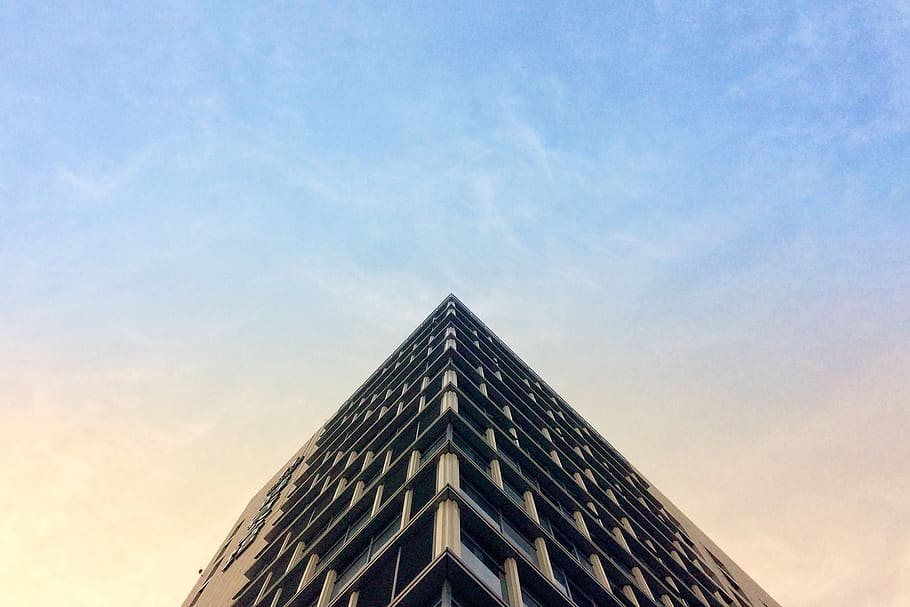 worms eye view of city building, architecture, structure, corner HD wallpaper
