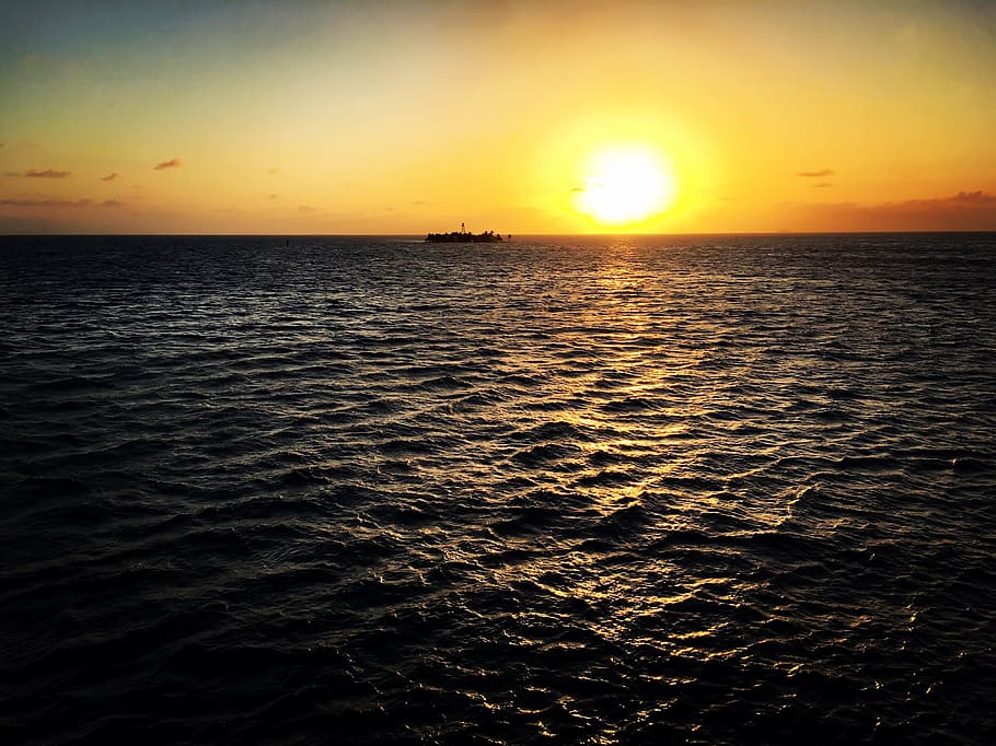 sunset, caribbean, ocean, beach, travel, vacation, tropical HD wallpaper