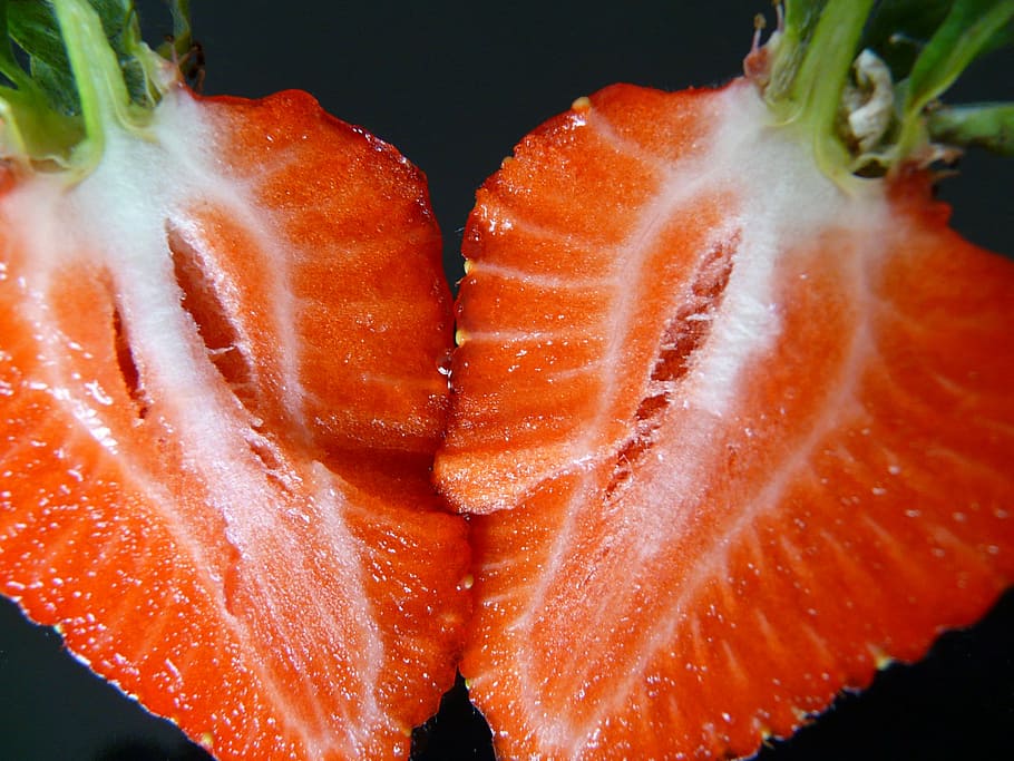 strawberry, fruit, red, sweet, food, eat, close, macro, sliced HD wallpaper