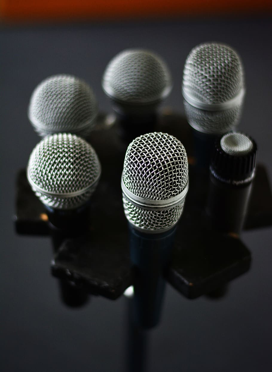 microphone, microphone stand, karaoke, voice, audio, sound, HD wallpaper