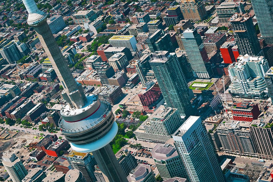 aerial photography of city, aerial photography of high rise buildings HD wallpaper