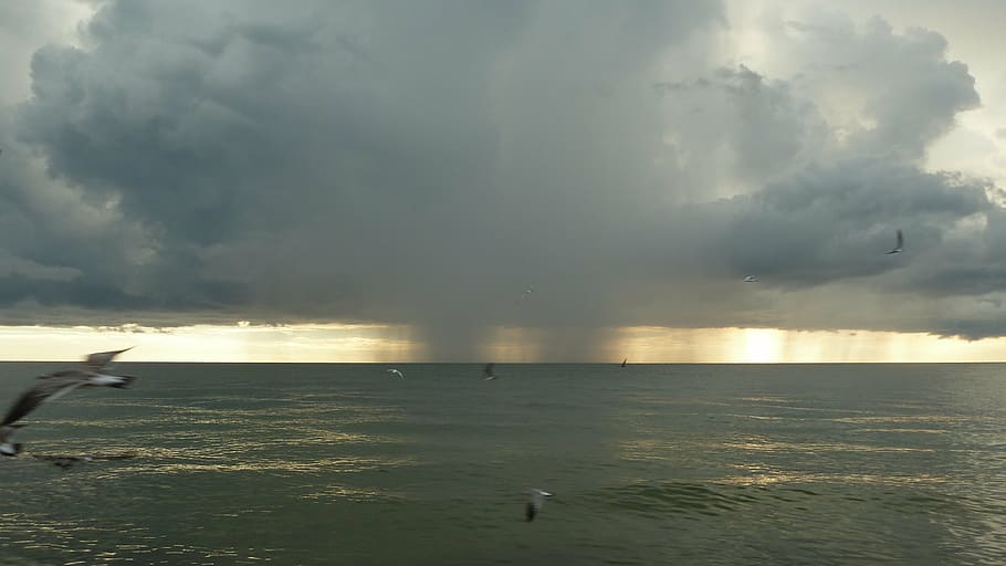 cloud, rain, water, sky, nature, sea, landscape, ocean, beautiful HD wallpaper