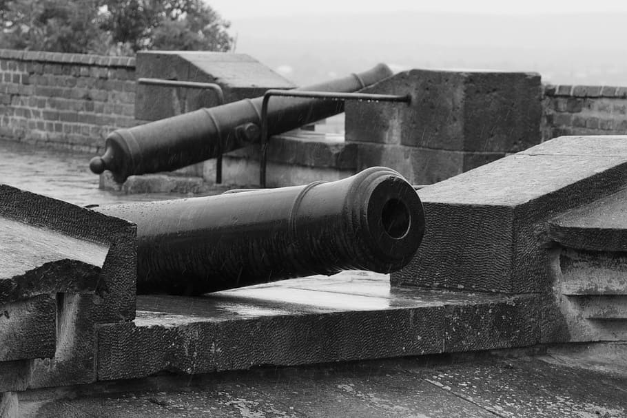 grayscale photo cannon, ancient, antique, army, artillery, battle, HD wallpaper