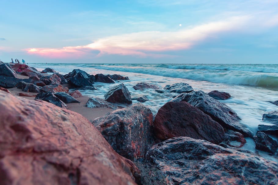 sea, sandy beach, seashore, wave, sea water, in the sand, coast HD wallpaper
