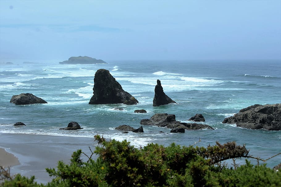 Haystack, Ocean, Water, Sea, Coast, beach, coastline, landscape HD wallpaper