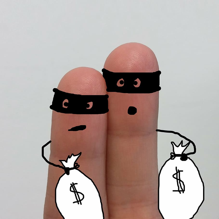 two fingers illustrated with thief, thieves, theft, robbery HD wallpaper