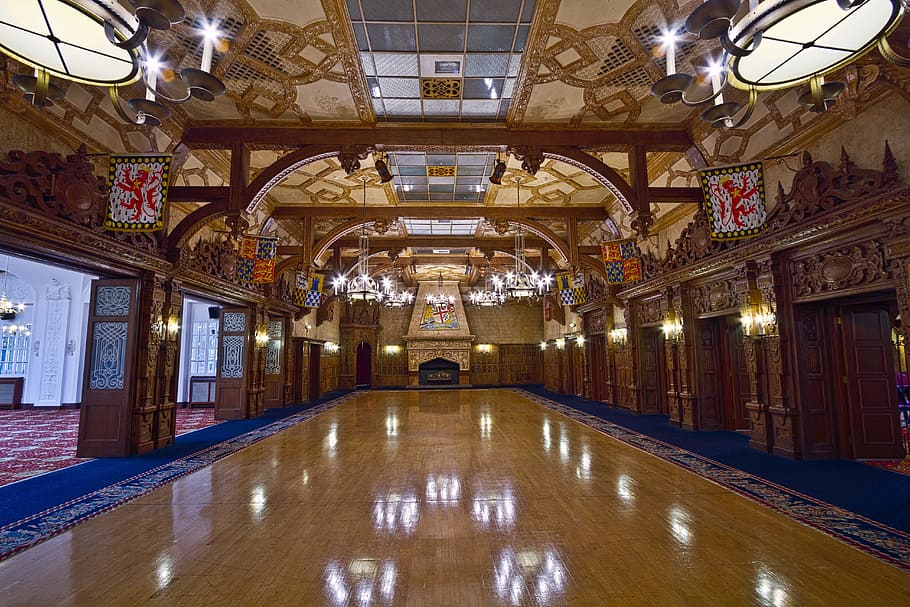 architecture, building, infrastructure, hall, lights, design HD wallpaper