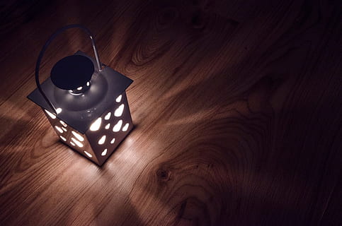 square white steel table lamp, lantern, dark, night, decoration HD wallpaper