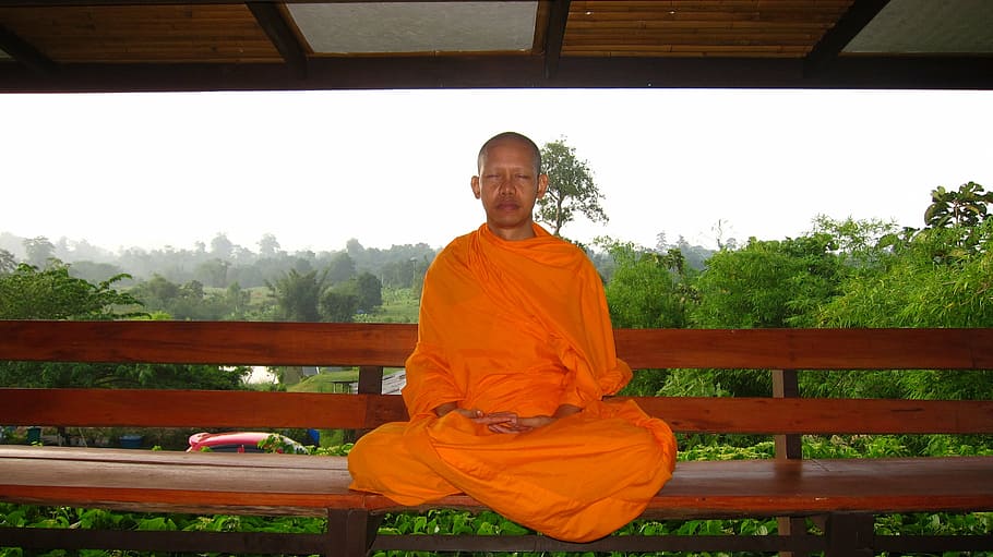 monk meditating, buddhist, meditate, 072, thailand, meditation