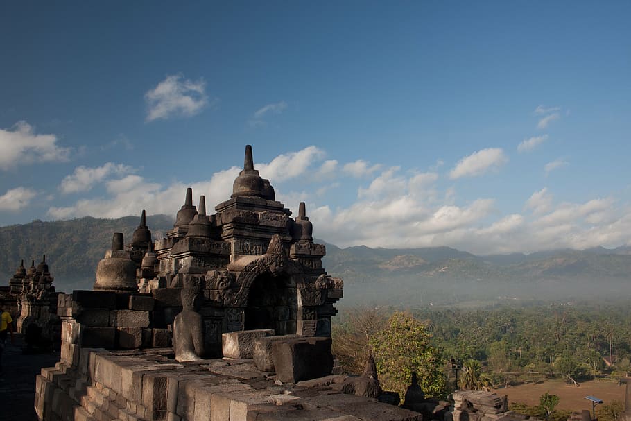 indonesia, bropudur, java, sky, religion, history, the past HD wallpaper