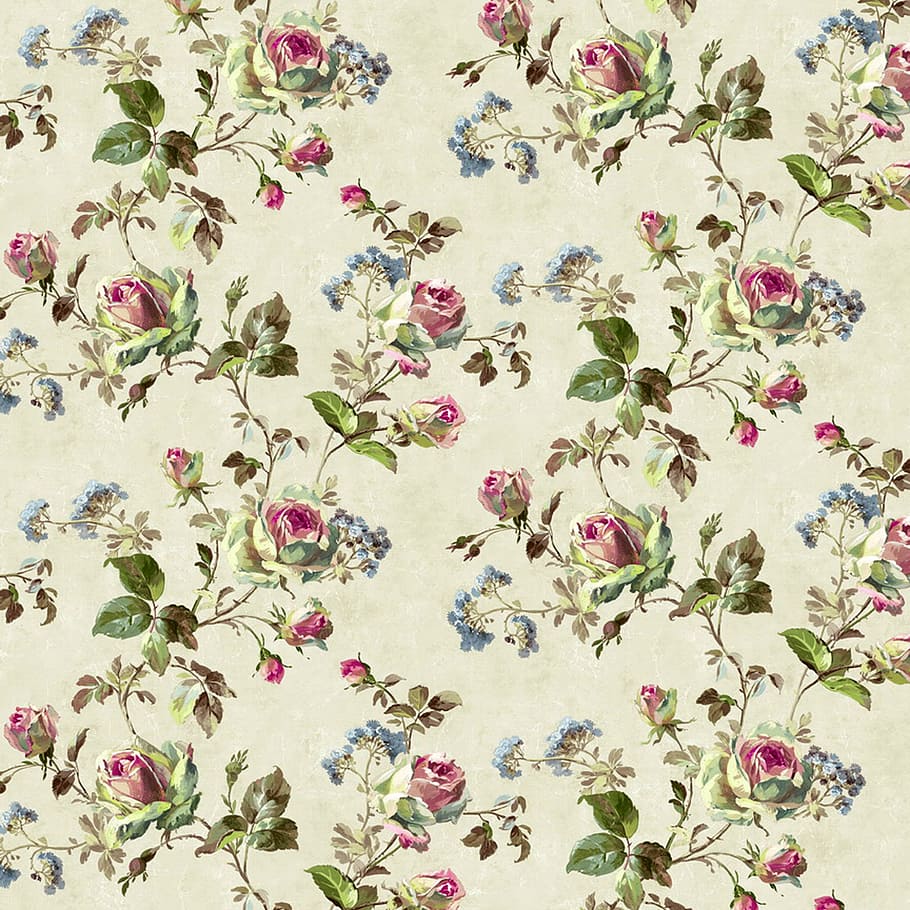 blue and purple flowers, paper, background, old, multi color HD wallpaper