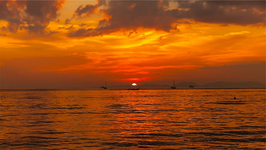 boat sailing on body of water, golden, hour, view, sunset, dusk HD wallpaper