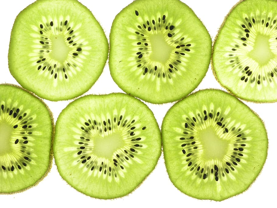 sliced kiwi fruit, slices, thin, back lit, closeup, food, tropical, HD wallpaper