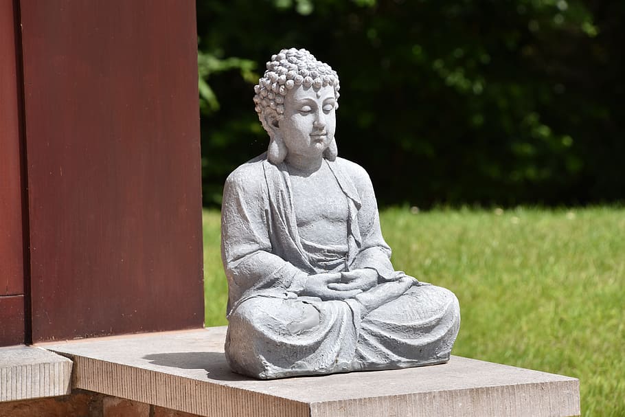buddha, sitting, statue, meditation, sculpture, art and craft, HD wallpaper