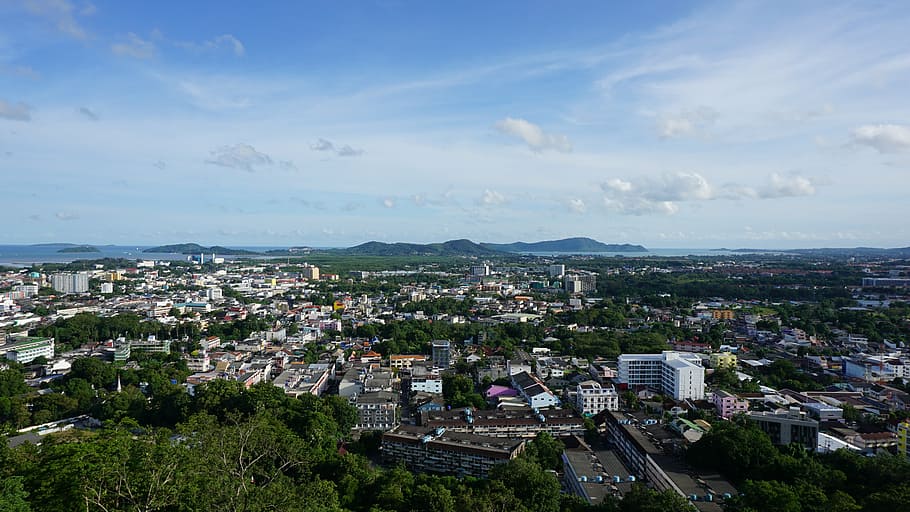 phuket town, overlooking the, view punta, cityscape, architecture, HD wallpaper