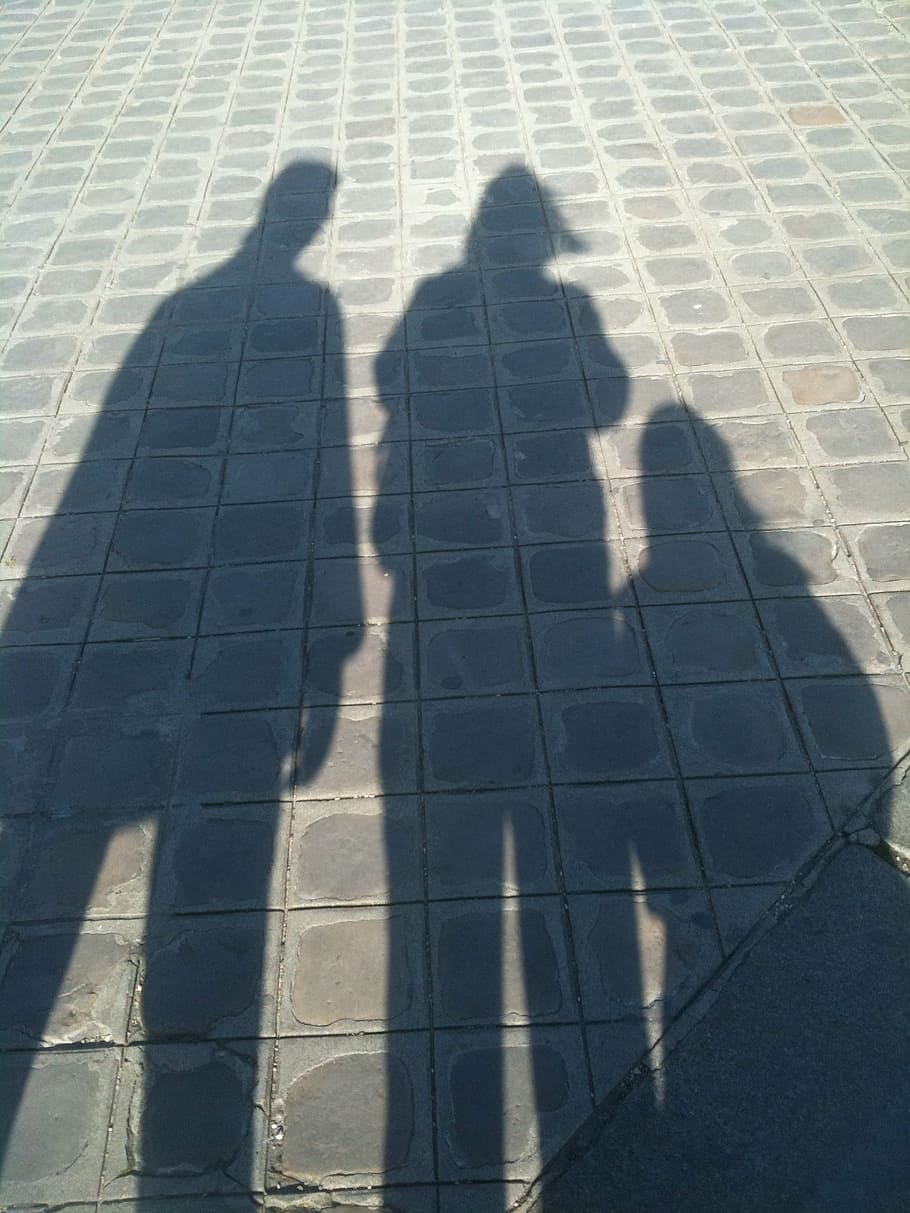 shadow, family, grey, sunlight, focus on shadow, day, high angle view HD wallpaper