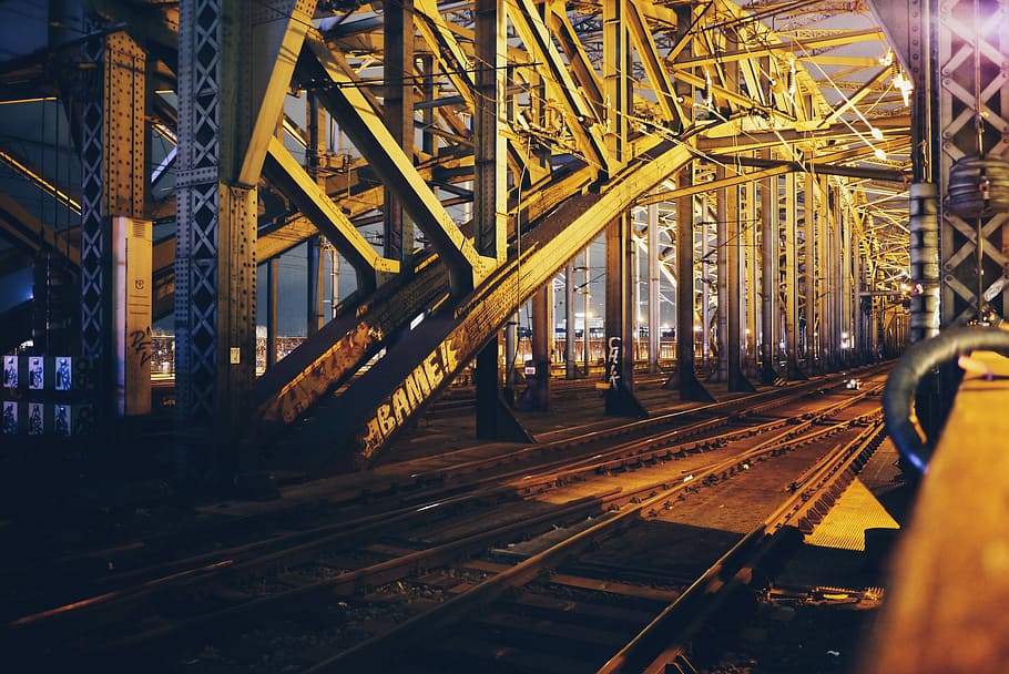 photo of train rail, photo of train rails, bridge, railway, track HD wallpaper