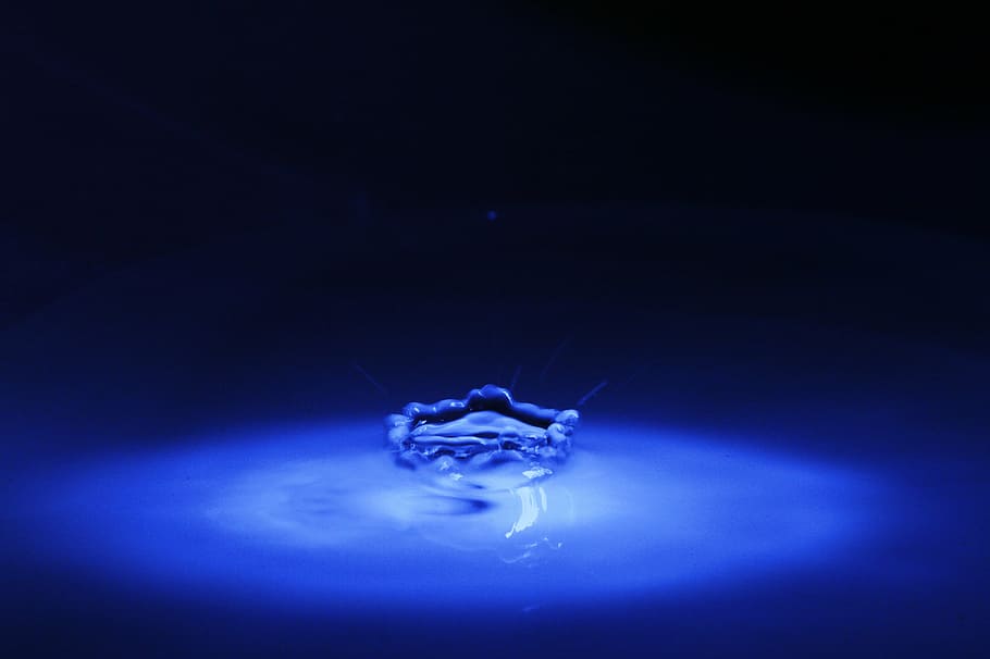 blue, drop, nature, macro, liquid, water, splashing, ripple HD wallpaper