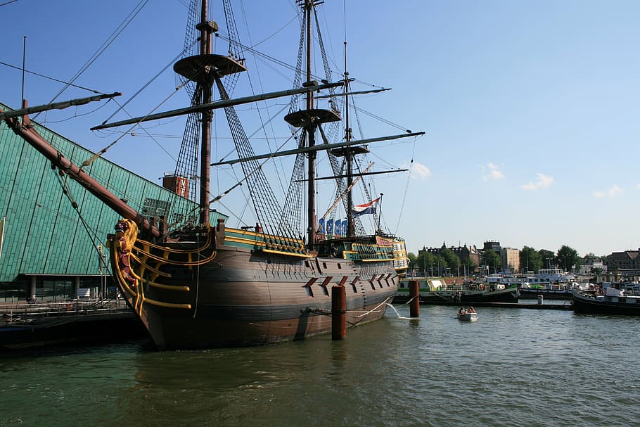 amsterdam, boat, ship, old, historic, netherlands, holland HD wallpaper