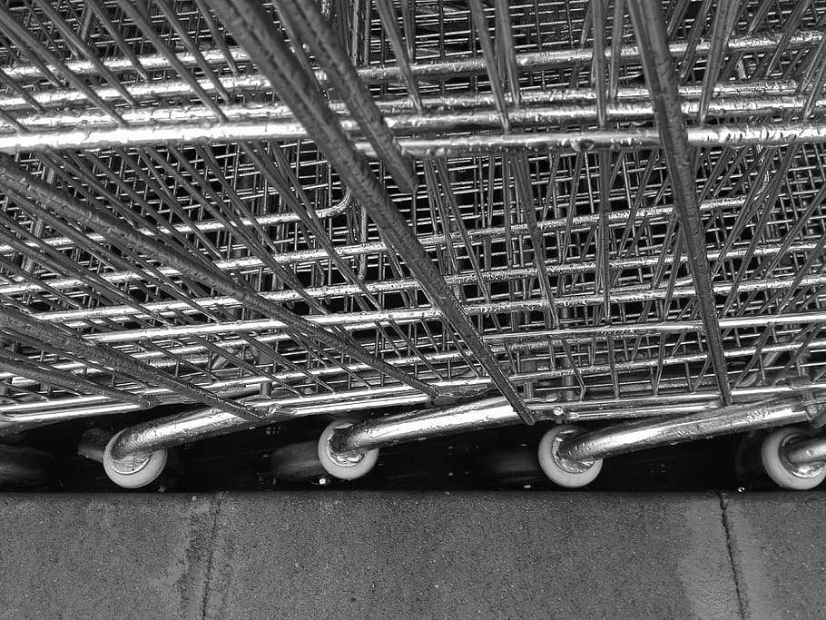 metal, abstract, texture, surface, grey, material, shopping cart HD wallpaper