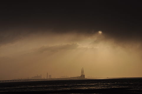 Sunrise, Shower, Cloud, Incheon Bridge, yeongjongdo, no people HD wallpaper