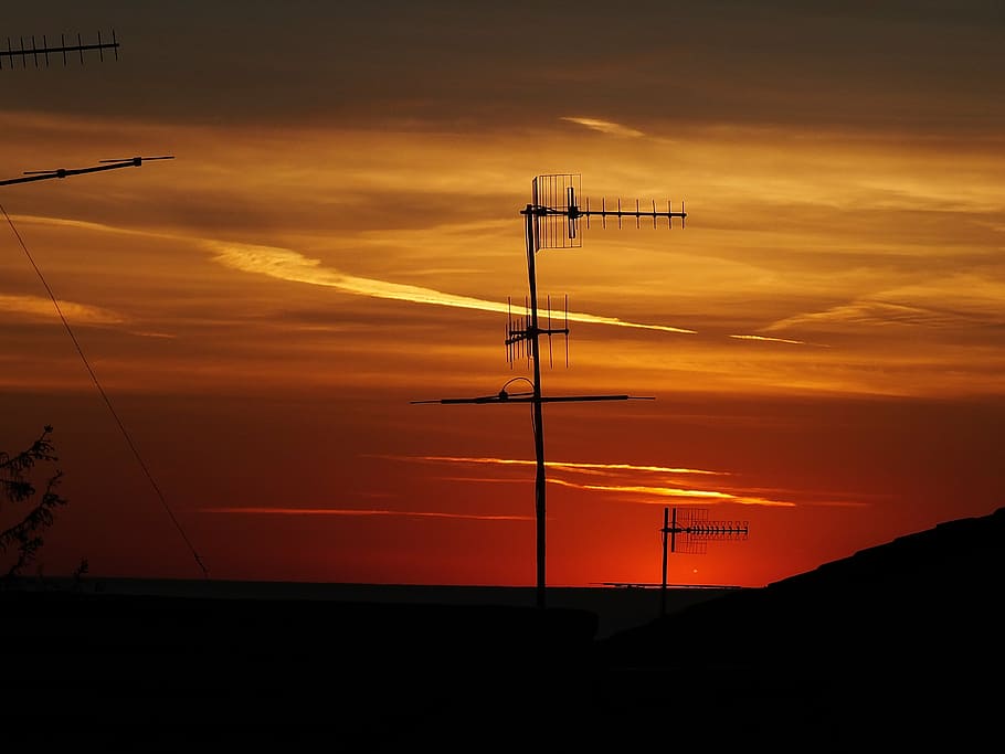 liguria, toirano, architect, sunset, silhouette, orange color HD wallpaper