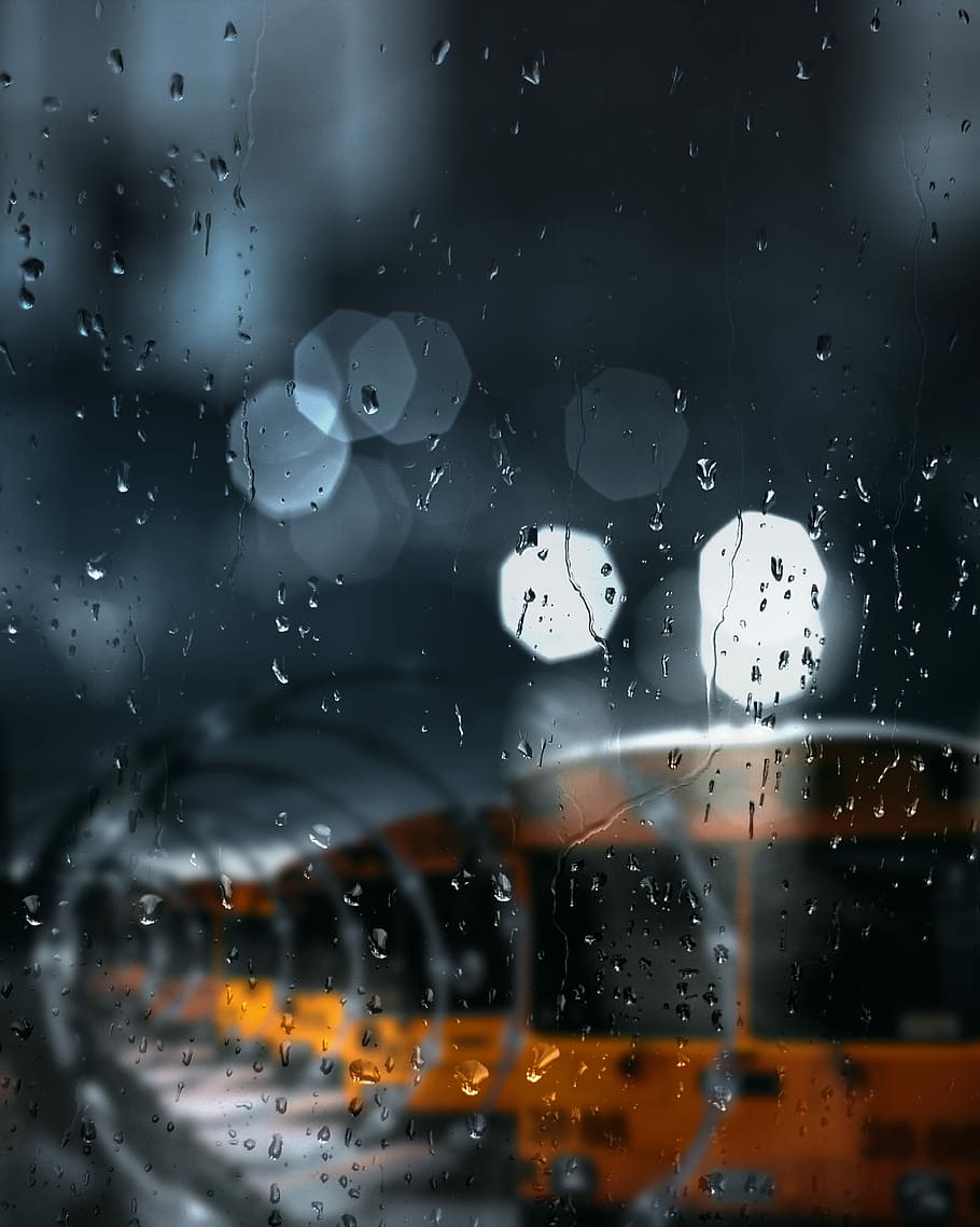 raindrops in the mirror, window, glass, bokeh, water, wet, glass - material HD wallpaper