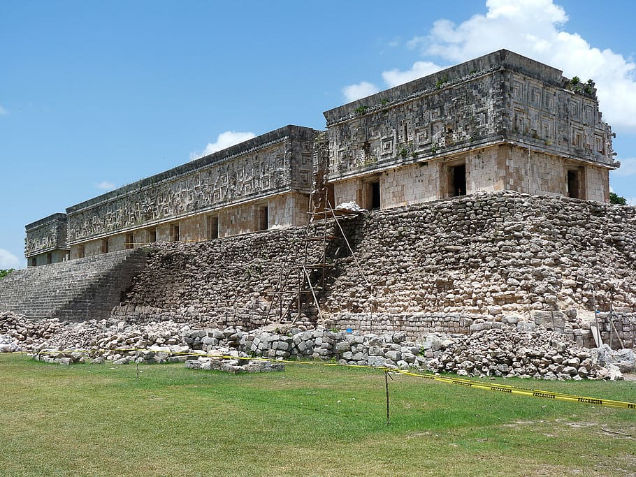 white and gray concrete building, mexico, maya, ruins, architecture HD wallpaper