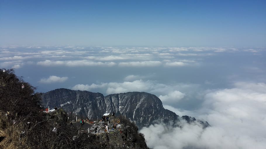 emeishan, views, sichuan, cloud - sky, mountain, nature, scenics - nature HD wallpaper
