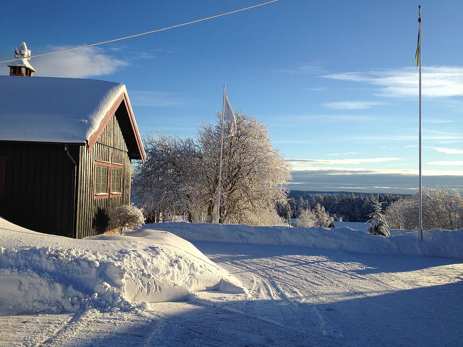 Winter, Chalet, Frost, snow, cold temperature, house, building exterior HD wallpaper