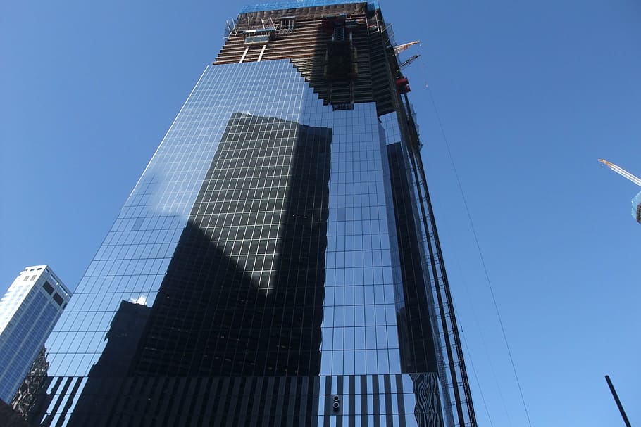 new york, building, blue sky, building exterior, architecture HD wallpaper