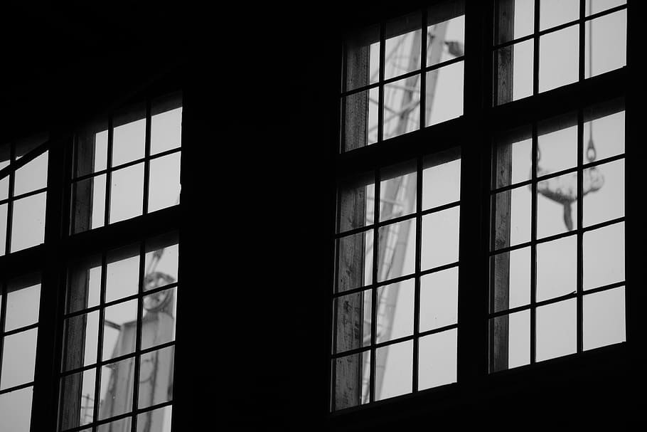 architecture, industry, plant, window, hamburg, port, glass - material HD wallpaper
