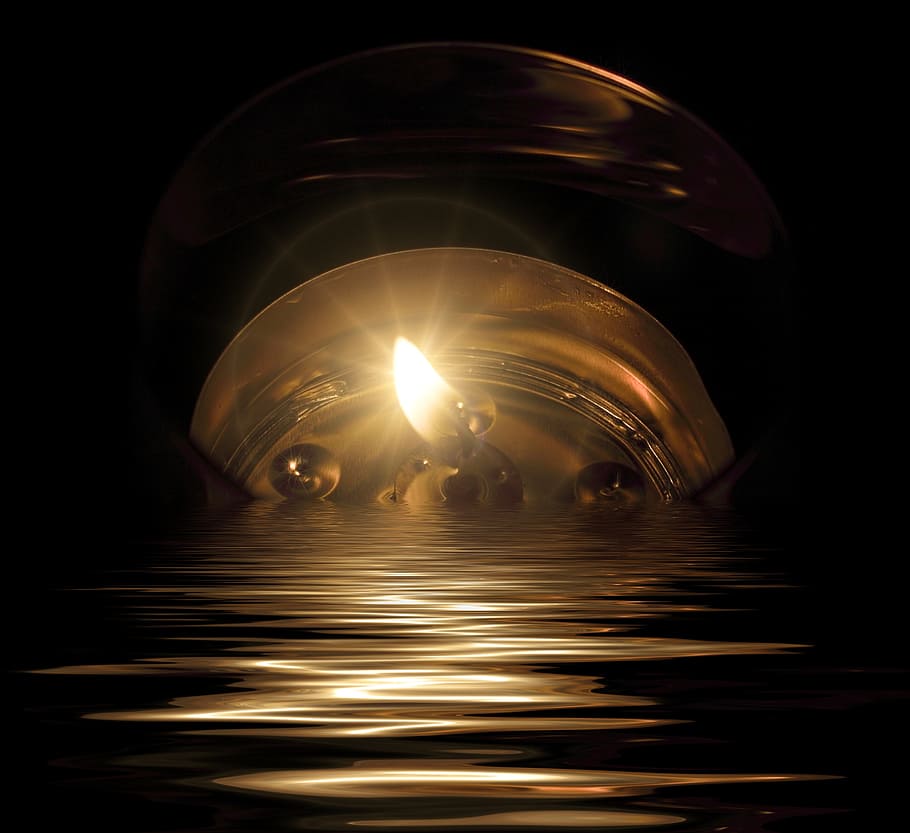 candle, wave, water, flame, bill, light, candlelight, illuminated HD wallpaper