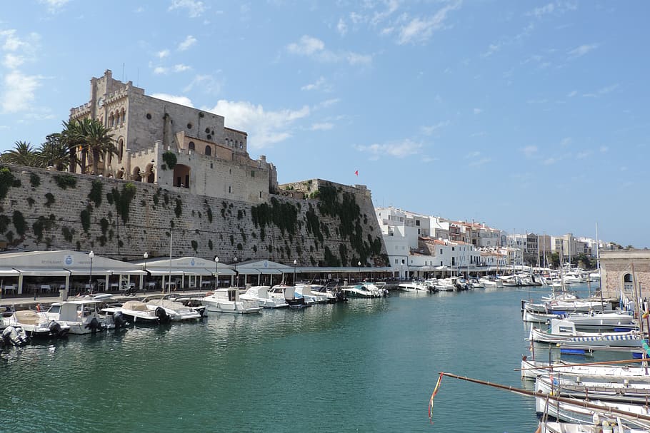 menorca, balearic islands, ciutadella, built structure, water HD wallpaper