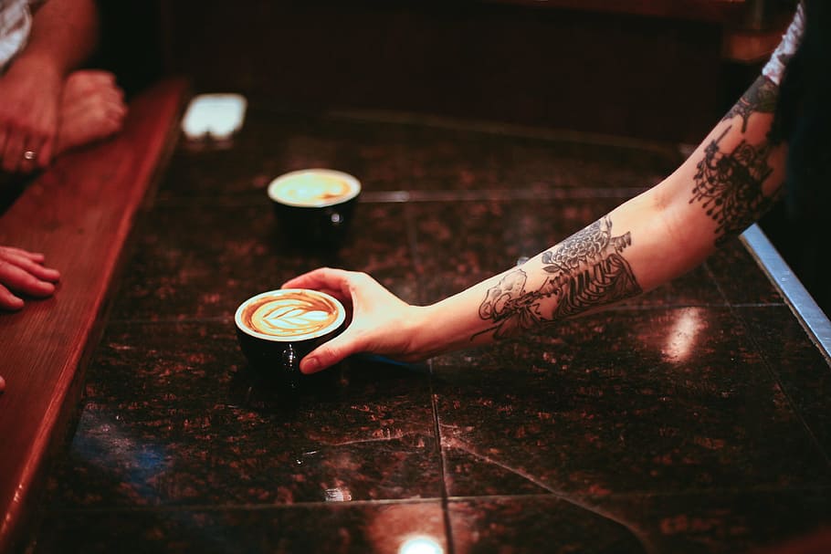 person holding black ceramic cup, coffee, drink, hand, mug HD wallpaper