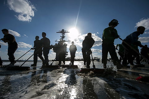 silhouette photo of people working during daytime, teamwork HD wallpaper