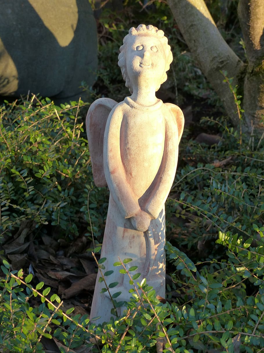 Angel, Stone Sculpture, Christmas, friendly, figure, cheerful HD wallpaper