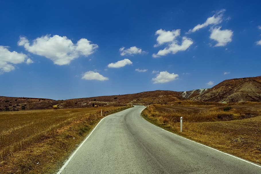 Road, Clouds, Landscape, Rural, sky, country, summer, countryside HD wallpaper
