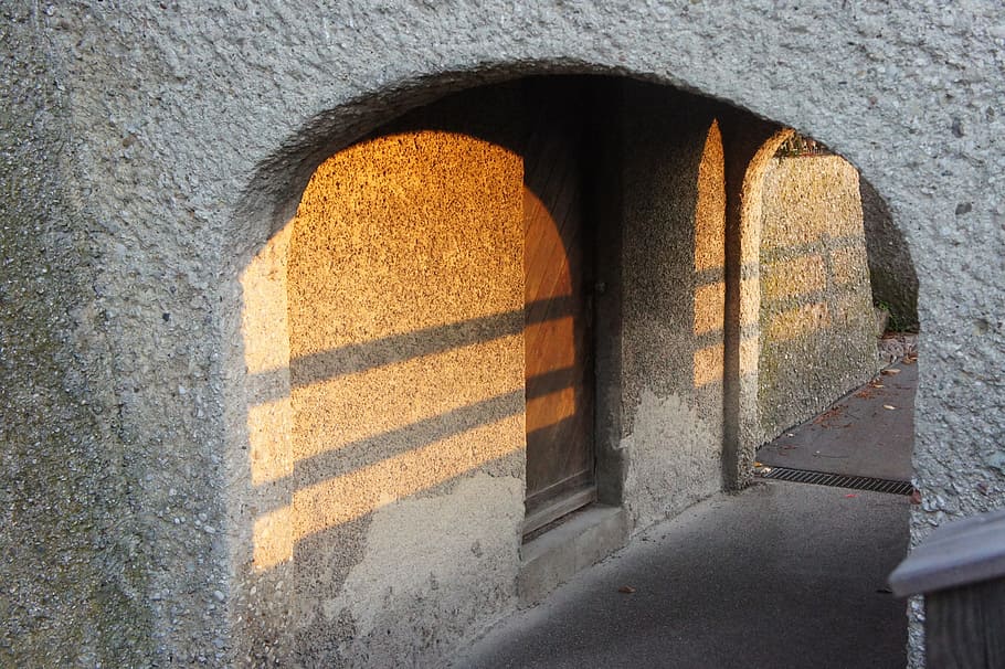 sun, tunnel, light, shadow, orange, evening sun, afterglow HD wallpaper