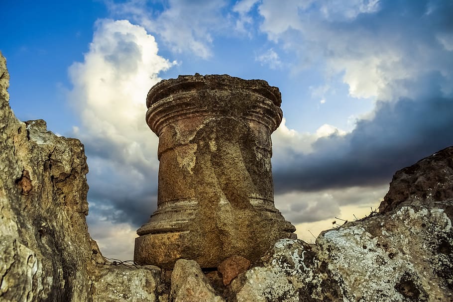 cyprus, paphos, tombs of the kings, column, archaeology, archaeological, HD wallpaper