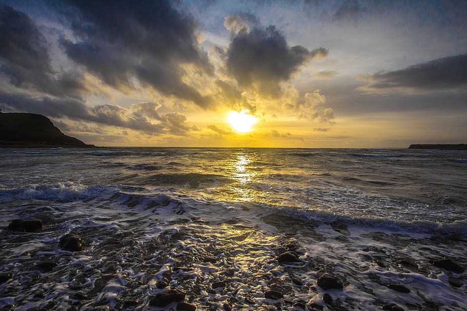 ocean, coast, sunset, sky, sea, water, beauty in nature, scenics - nature HD wallpaper