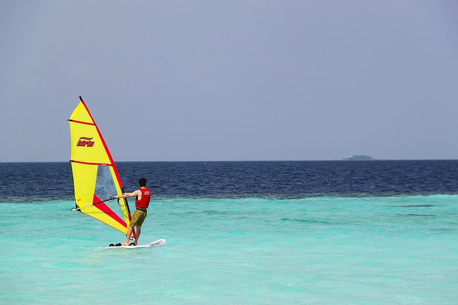 person parasailing in middle of ocean, Wind, Surfing, Wind Surfing HD wallpaper