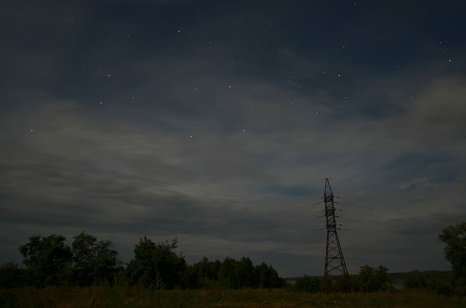 Night, Stars, Tower, Swimming Pool, View, swimming pool view HD wallpaper