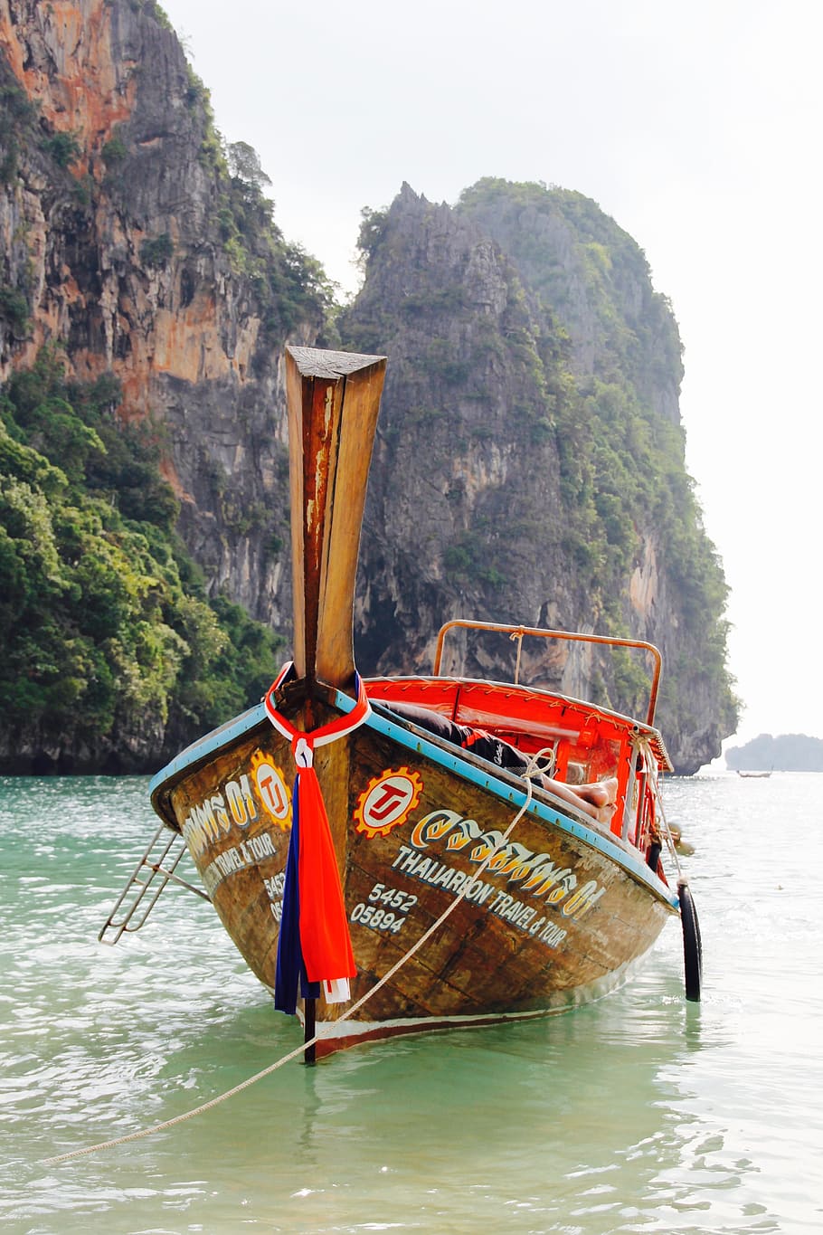 Thailand, Rock, Nature, Sea, Water, holiday, boot, idyllic, HD wallpaper